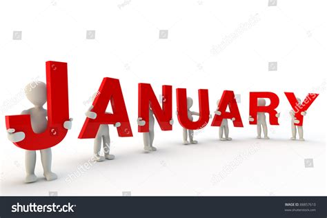3d Humans Forming Red Word January Stock Photo 88857610 Shutterstock