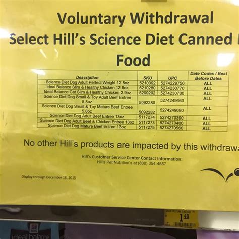 Hill's science diet provides more individualized foods for dogs with different health conditions and life stages than any other brand that comes to mind. Voluntary Withdrawal Hill's Science Diet Canned Pet Food ...
