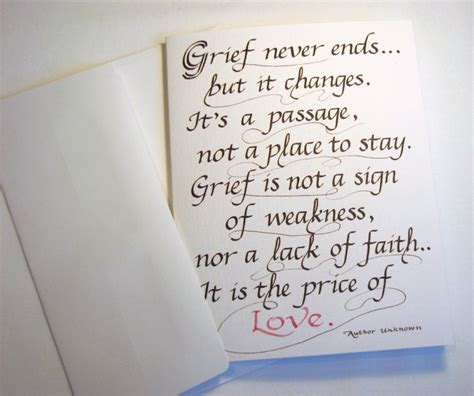 Sympathy Calligraphy Card 425 X 55 Grief Etsy