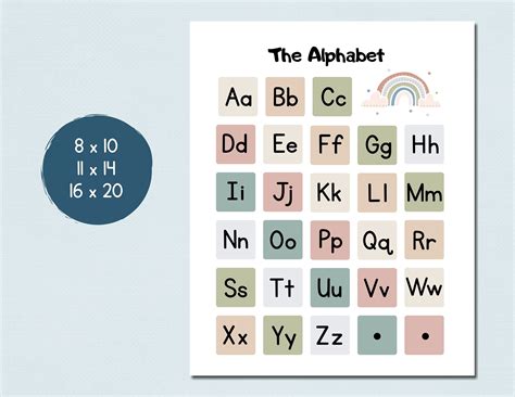 3 Alphabet Chart Abc Chart Uppercase Lowercase Preschool Wall Art