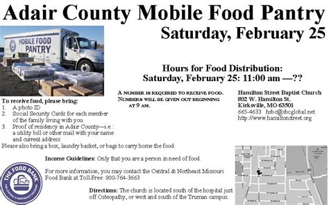 Click the < > buttons to move to the next month's schedule. Mobile Food Pantry Distribution - Hamilton Street Baptist ...