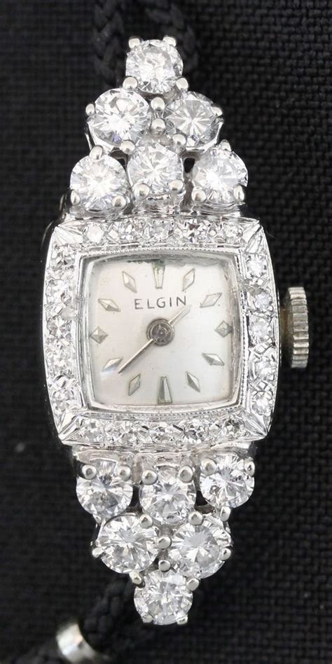 Vintage Ladies Elgin 15ct Diamond Wrist Watch Cal F6 Art Deco