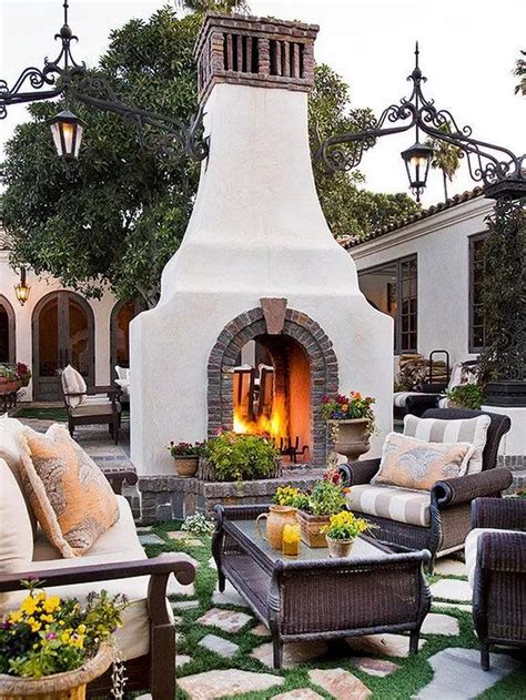 Gorgeous Outdoor Fireplace Spanish Revival Outdoor Rooms Outdoor