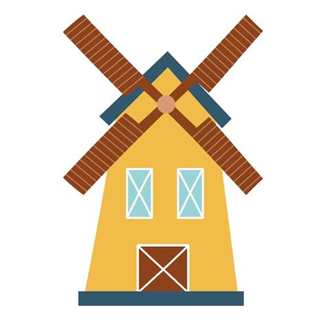 Premium Vector Windmill Isolated Element In Cartoon Style Hand Drawn