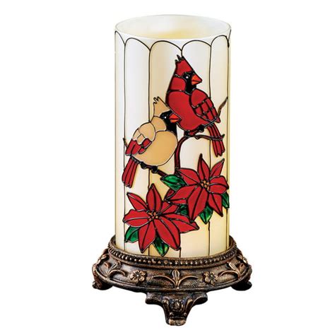 Collections Etc Cardinal Candle Table Lamp With Remote Lovely