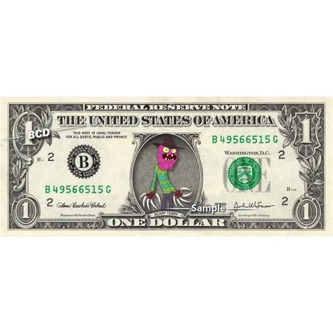 Scary Terry On Real Dollar Bill Rick And Morty Cash Money Collectible