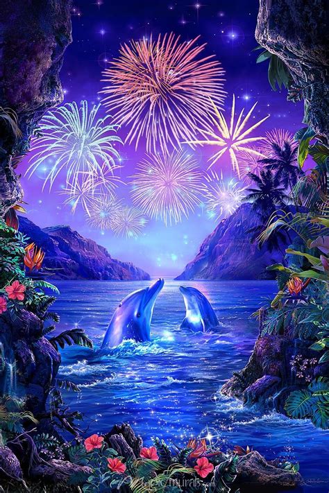 Fireworks In Paradise Christian Riese Lassen Artist Dolphin
