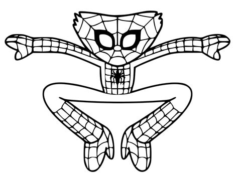 Huggy Wuggy Spiderman Coloring Page