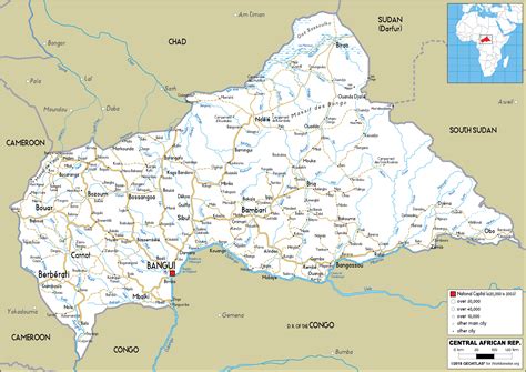 Large Size Road Map Of The Central African Republic Worldometer