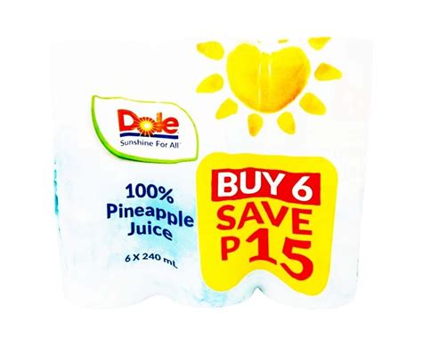 Dole 100 Pineapple Juice 6 Packs X 240ml