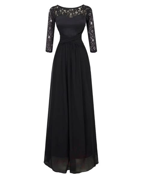 Black Long Lace 34 Sleeves Evening Prom Gown Party Dress 013 S M L Xl