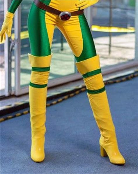 X Men Rogue Costume Bodysuit Cosplay Outfit Plus Size With Boots
