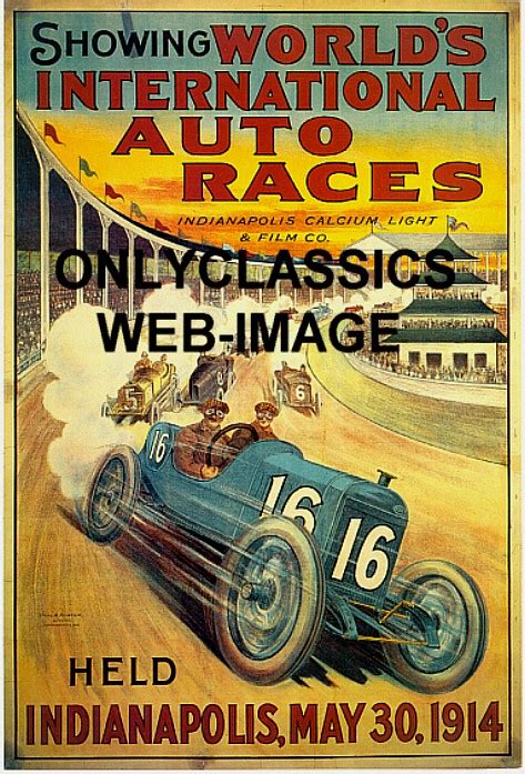 Indianapolis Motor Speedway Art Deco Auto Racing Race Car Poster Indy