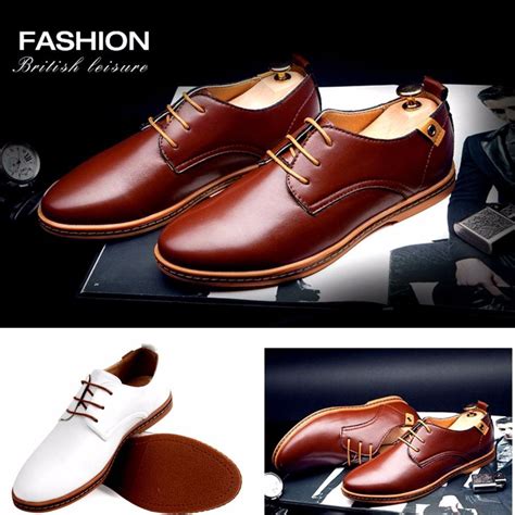 Brown And White Mens Leather Shoes Sport Golf Tennis