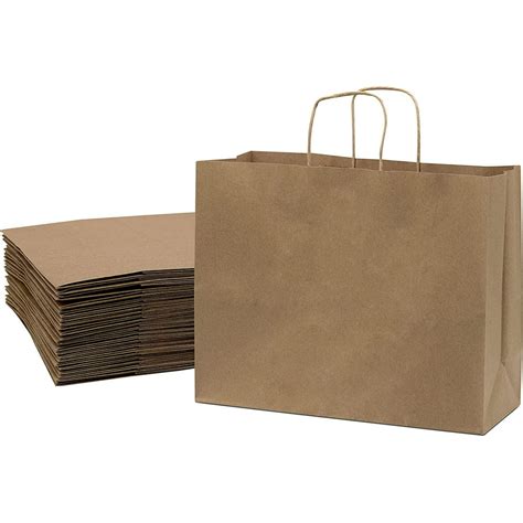 Brown Paper Bags With Handles 16x6x12 Inches 25 Pcs Paper Shopping
