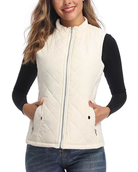 Womens Vests Zip Up Quilted Padded Lightweight Vest For Women