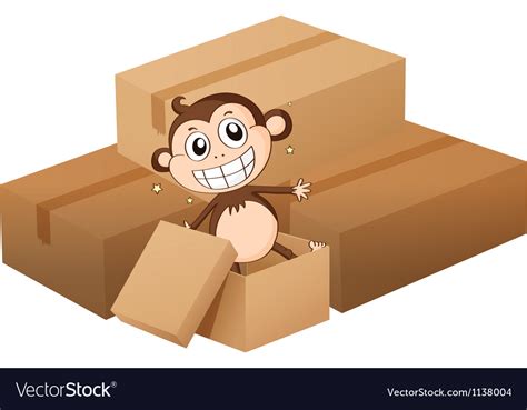 A Monkey And Boxes Royalty Free Vector Image Vectorstock