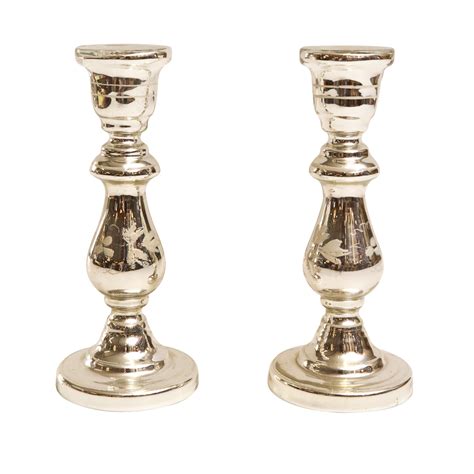 Pair Of Antique Mercury Glass Candlesticks On Antique