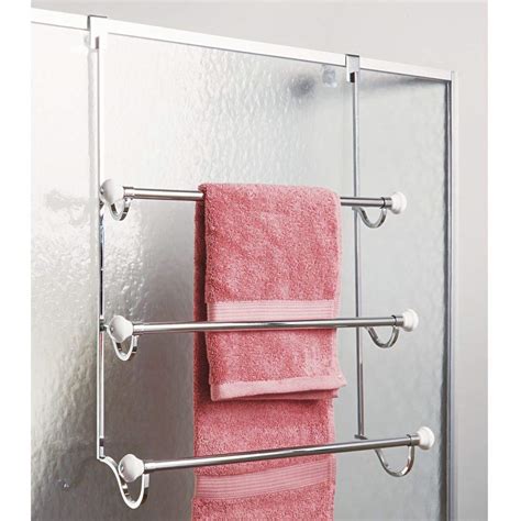 45% off 304 stainless steel punch free telescopic towel rack balcony drying rack bathroom stretching activities folding bath towel rack 0 review cod. InterDesign York - Over-the-Shower-Door 3-Bar Towel Rack ...