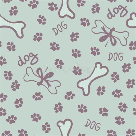 Seamless Vector Pattern Bones And Traces Of Paws Stock Vector