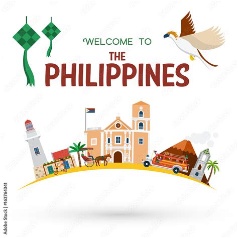 Illustration Of The Philippiness Landmarks And Icons Stock Vector