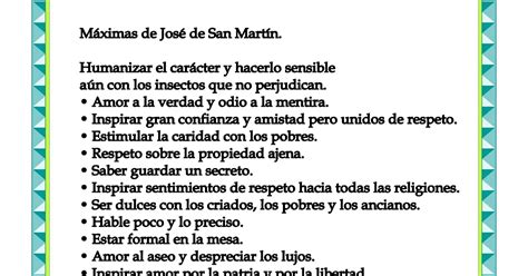 Maximas De José De San Martín Para Su Hija Merceditas
