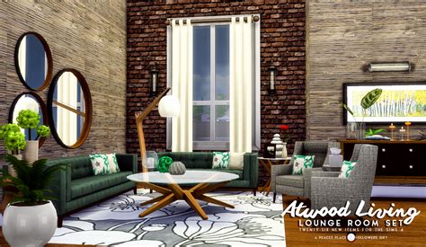 Sims 4 Ccs The Best Atwood Living Lounge Room Set By Peacemaker