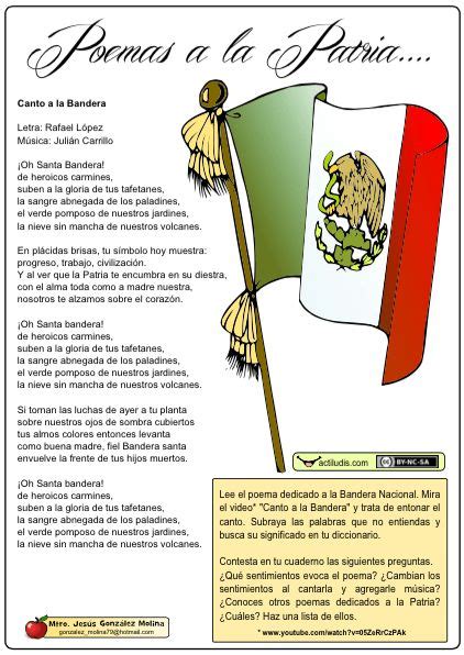 Patria Poema De La Bandera Canto A La Bandera Actividades De Nombres En El Preescolar