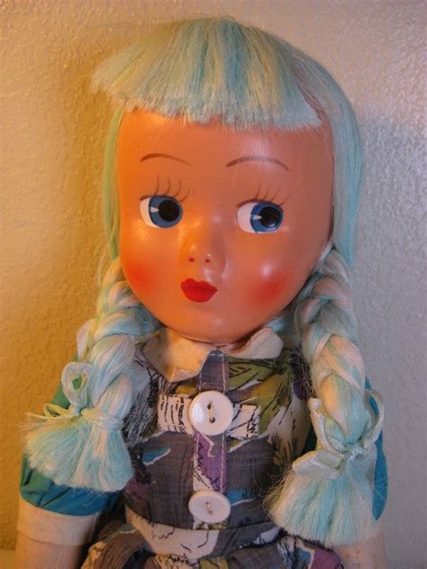 Have fun brushing and styling willow's hair any way you like it best! Vintage 1960's Doll Blue Hair Braids Cloth by ...