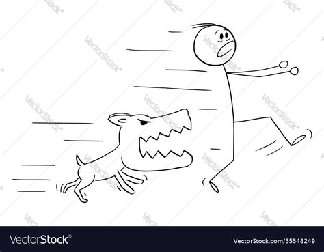 Cartoon Angry Dog Chasing Running Man Royalty Free Vector