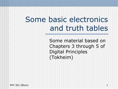 Ppt Some Basic Electronics And Truth Tables Powerpoint Presentation