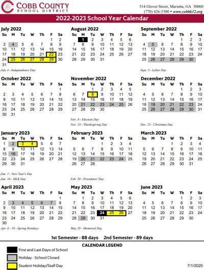 Cobb County School Calendar 2022 2023
