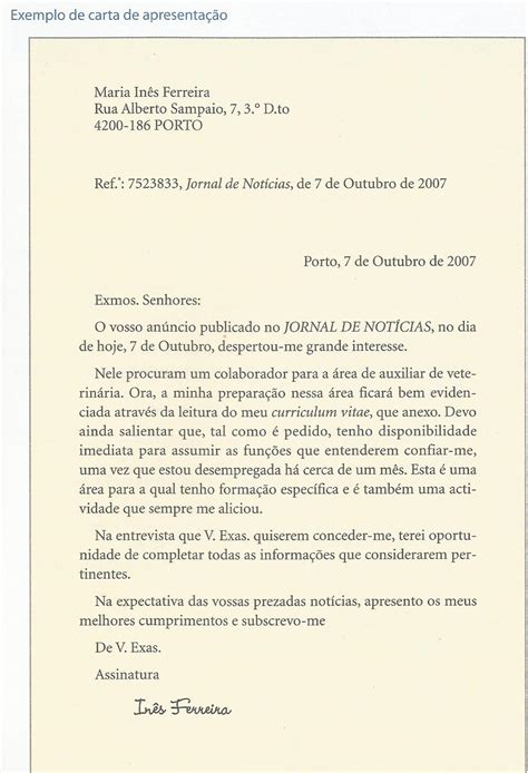 Exemplo De Carta Formal Em Portugues Novo Exemplo Images