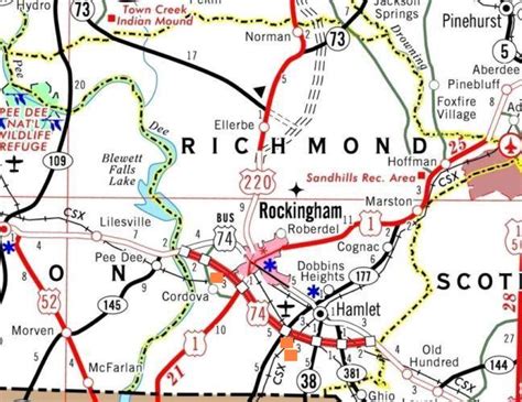 Highway Map Of Richmond Countys Title V Facilities North Carolina