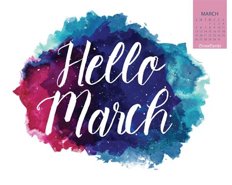 March 2017 - Hello March Desktop Calendar- Free March Wallpaper