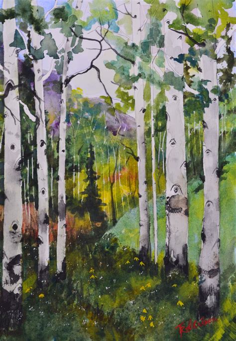 New Watercolor Painting Original Aspen Tree Forest Fine Art Painting