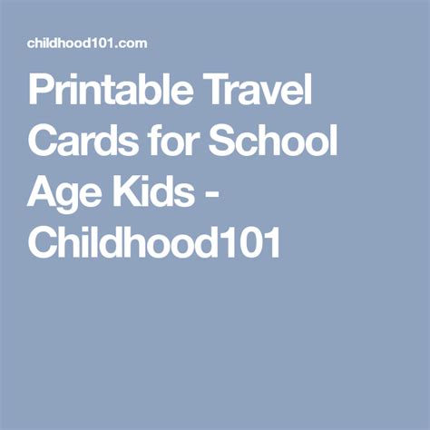 Printable Travel Cards For School Age Kids With Images Travel Cards