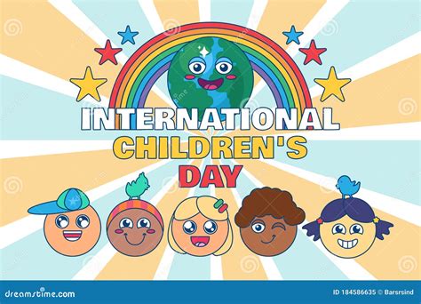 International Children Day Happy Kids Event Banner Stock Illustration
