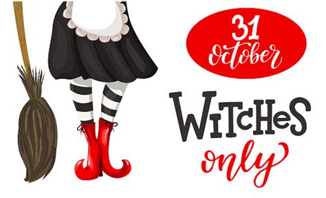 Witches Only Halloween Vector Illustrations Stock Illustration