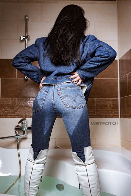 Fully Clothed Girl Takes A Bath Wearing Levis Jeans