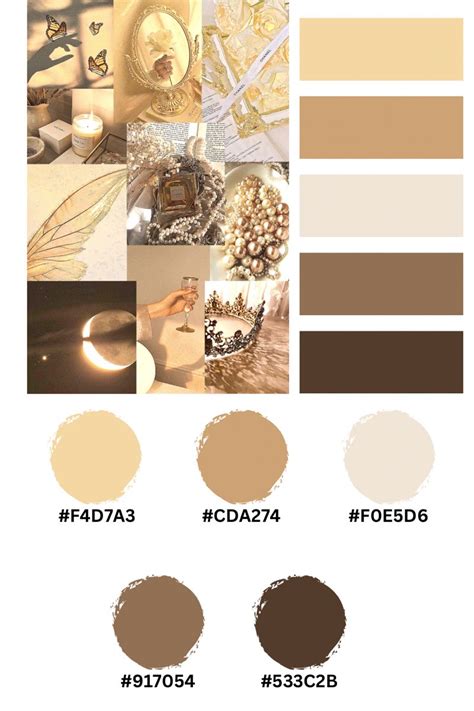 Gold Aesthetic Wall Collage Hex Codes Color Palette Design Hex Color