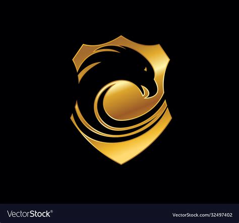 Golden Eagle And Shield Logo Sign Royalty Free Vector Image