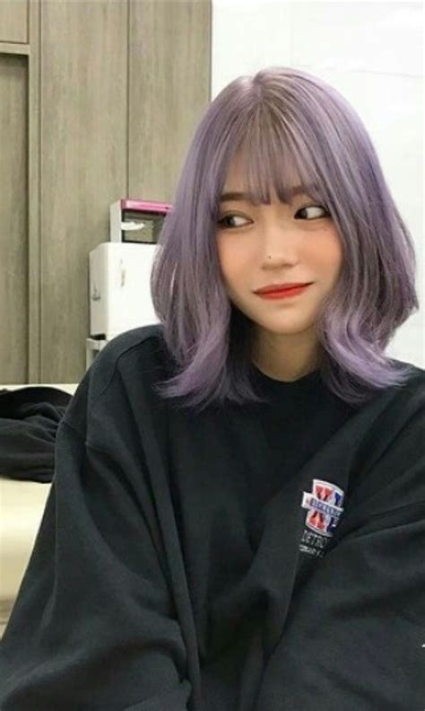 Ulzzang Girl Korean Short Hair Girl With Purple Hair