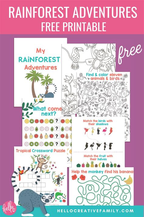Free Rainforest Activity Sheets Printable Giveaway