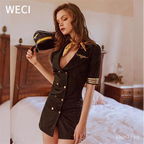 weci police women cosplay stewardess costume army officer uniform sexy outfit air hostess dress