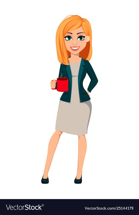 Cartoon Character Businesswoman With Blonde Hair Vector Image