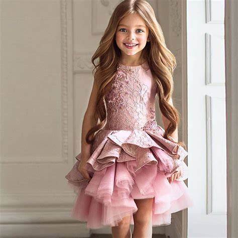 Dress For Children Floral Printed Sleeveless Dress Ball Gown For Girls