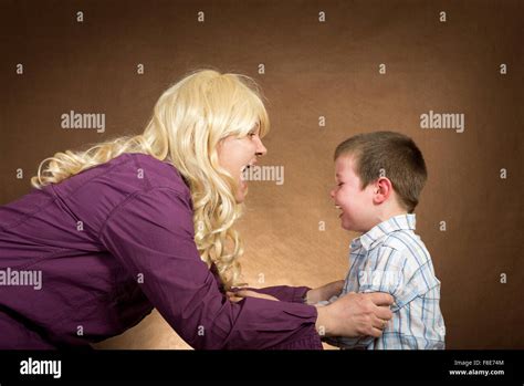 Mother Yelling At Children Stock Photo Alamy