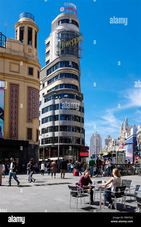 The Plaza Del Callao On The Gran Via Madrid Spain Stock Photo