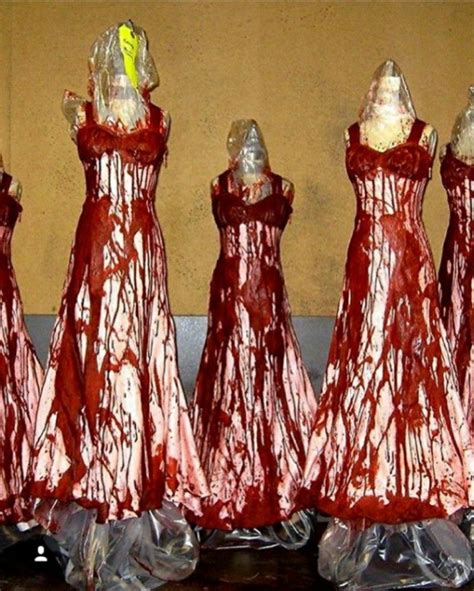 Carrie bloody prom dress halloween scary costume. Carrie White prom dress from 2013 new adaption. Credit to ...